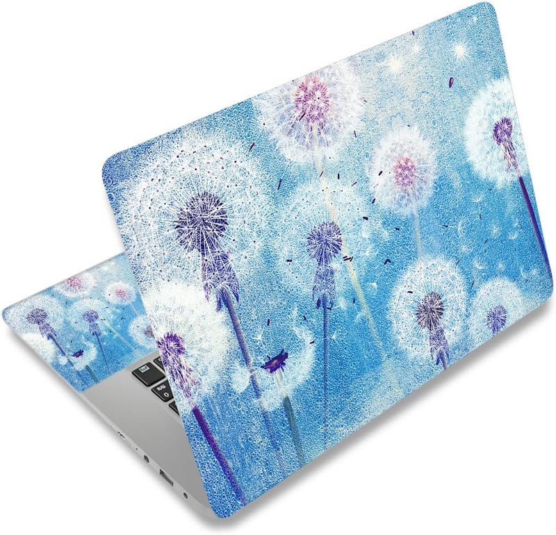 Laptop Stickers Decal,12 13 14 15 15.6 inch Netbook Laptop Skin Sticker Reusable Protector Cover Case for Toshiba Hp Samsung Dell Apple Acer Leonovo Sony Asus Laptop Notebook (Blue Dandelion)